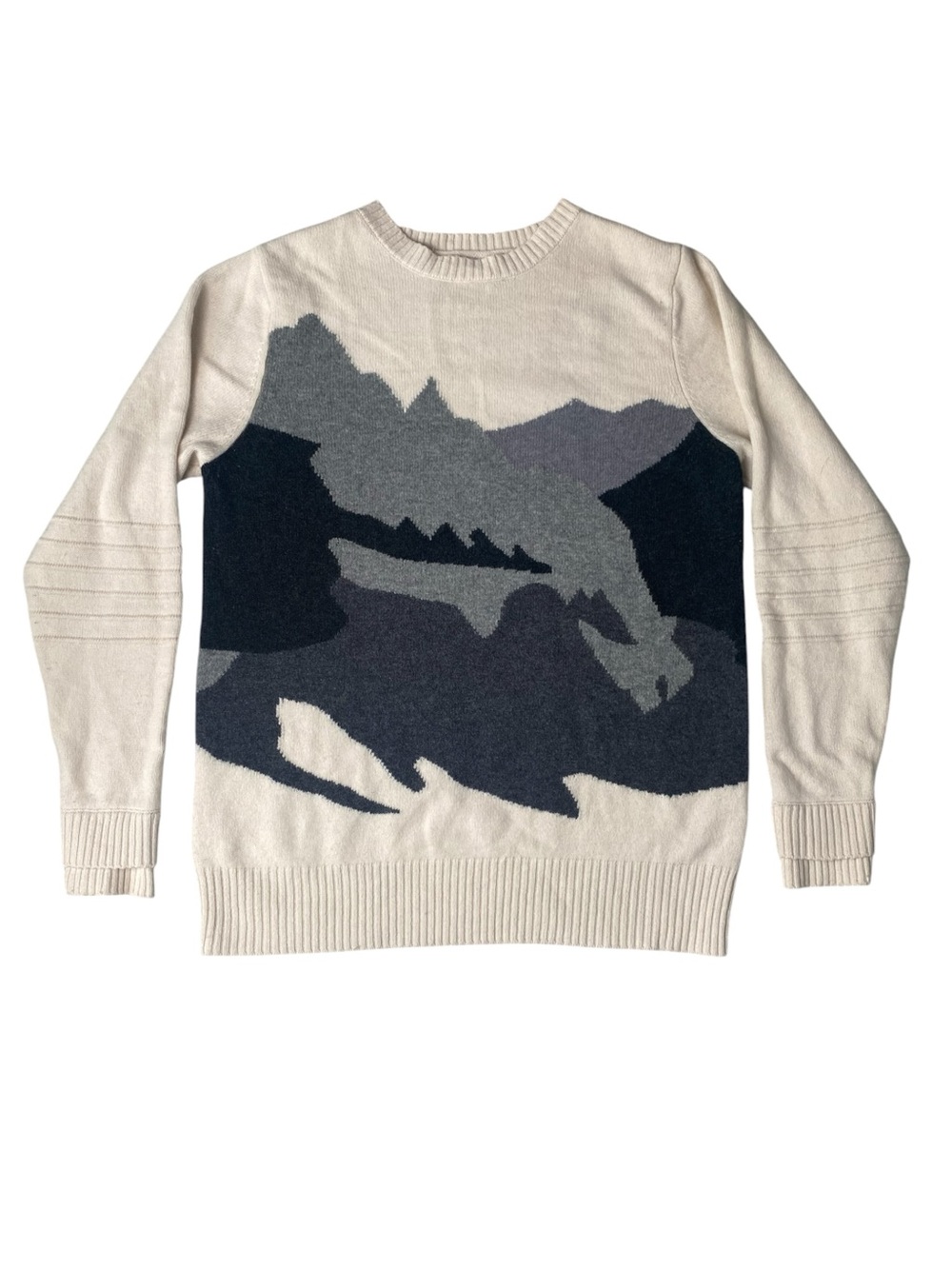 Alps & Meters Mens L Merino Wool Cashmere Ski Race Wasatch Sweater in Ivory